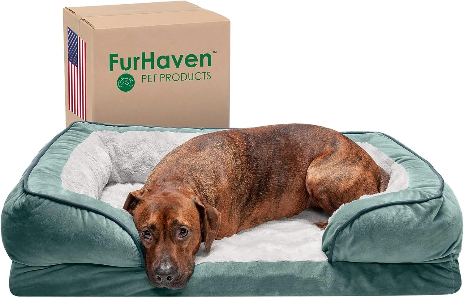 Plush Dog Bed: Luxe Faux Fur & Linen Sofa-Style Dog Bed for Dreamy Rest & Sweet Snuggles | Orthopedic Support, Plush Design, and Easy-Care Luxury for Your Furry Amigo!