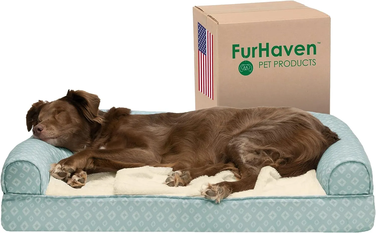 Plush Dog Bed: Luxe Faux Fur & Linen Sofa-Style Dog Bed for Dreamy Rest & Sweet Snuggles | Orthopedic Support, Plush Design, and Easy-Care Luxury for Your Furry Amigo!