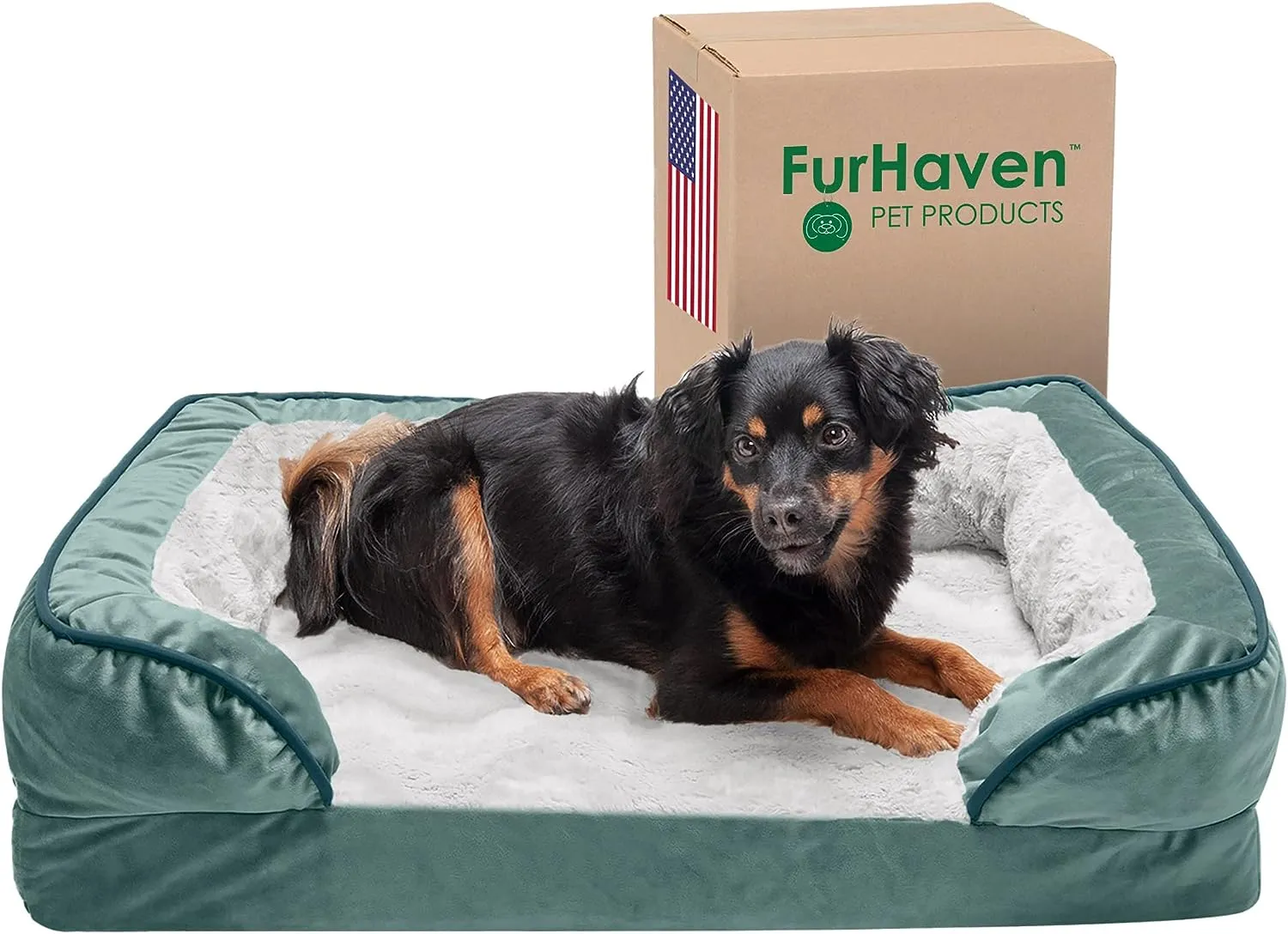 Plush Dog Bed: Luxe Faux Fur & Linen Sofa-Style Dog Bed for Dreamy Rest & Sweet Snuggles | Orthopedic Support, Plush Design, and Easy-Care Luxury for Your Furry Amigo!