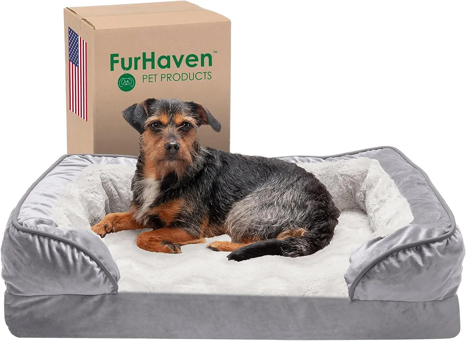 Plush Dog Bed: Luxe Faux Fur & Linen Sofa-Style Dog Bed for Dreamy Rest & Sweet Snuggles | Orthopedic Support, Plush Design, and Easy-Care Luxury for Your Furry Amigo!