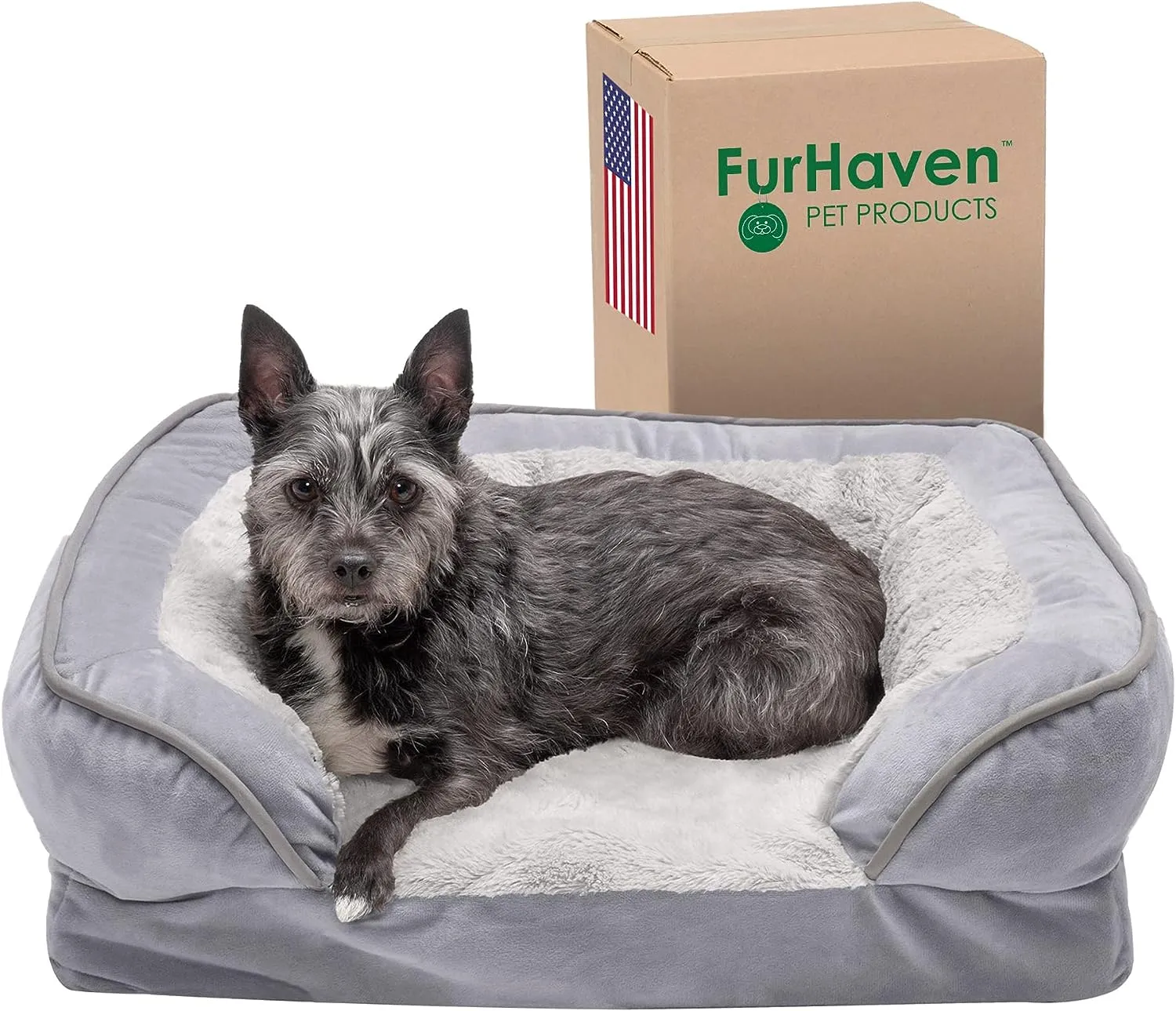 Plush Dog Bed: Luxe Faux Fur & Linen Sofa-Style Dog Bed for Dreamy Rest & Sweet Snuggles | Orthopedic Support, Plush Design, and Easy-Care Luxury for Your Furry Amigo!