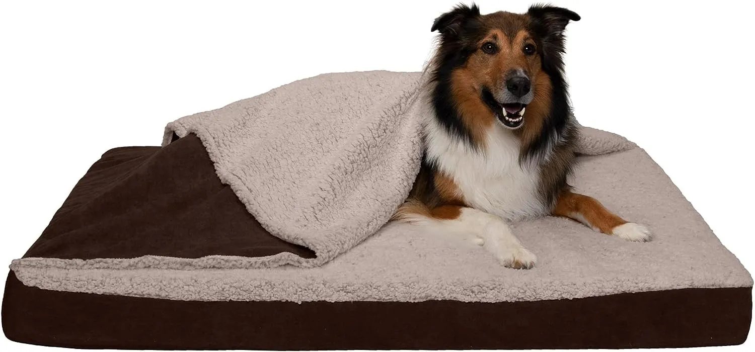 Plush Dog Bed: Luxe Faux Fur & Linen Sofa-Style Dog Bed for Dreamy Rest & Sweet Snuggles | Orthopedic Support, Plush Design, and Easy-Care Luxury for Your Furry Amigo!