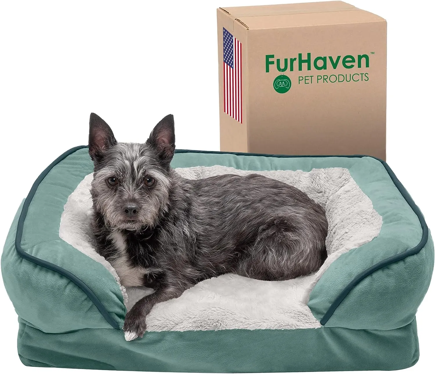 Plush Dog Bed: Luxe Faux Fur & Linen Sofa-Style Dog Bed for Dreamy Rest & Sweet Snuggles | Orthopedic Support, Plush Design, and Easy-Care Luxury for Your Furry Amigo!