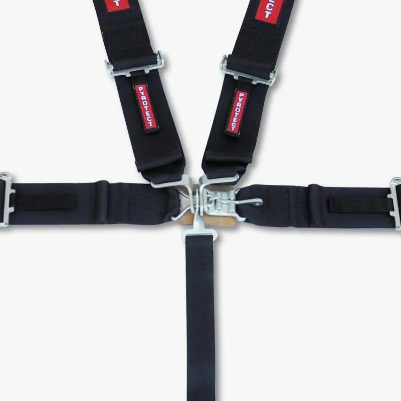 Pyrotect 6-Point Latch & Link Harness - 3" Width Lap - 2" to 3" HNR Ready Shoulder Harness - Pull Up Adjust - Black