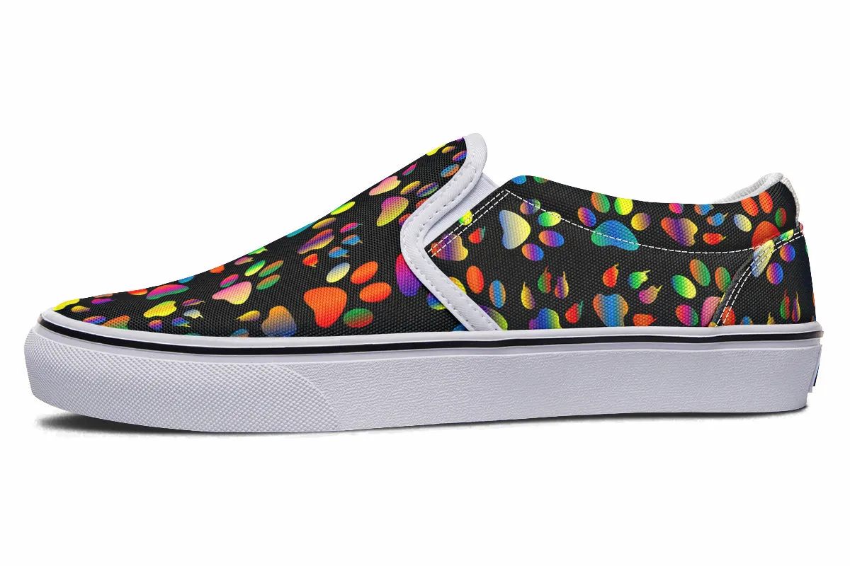 Rainbow Paw Prints Slip Ons