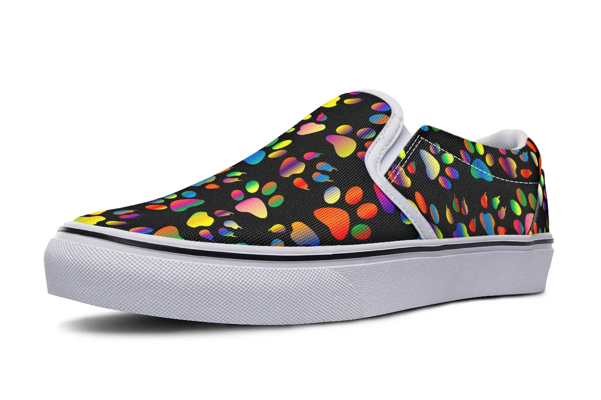 Rainbow Paw Prints Slip Ons