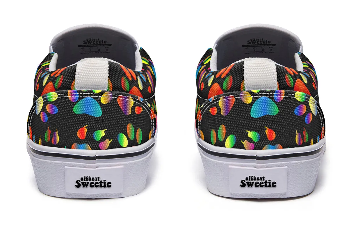 Rainbow Paw Prints Slip Ons