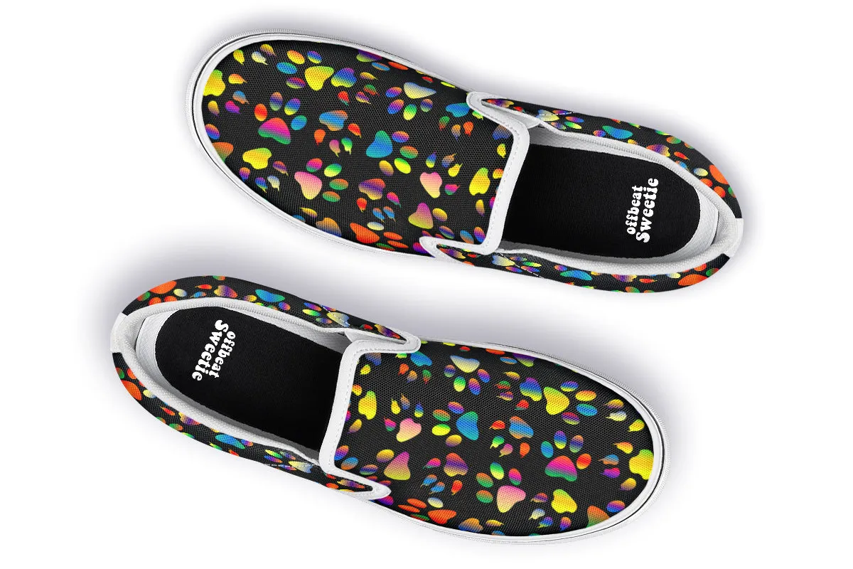 Rainbow Paw Prints Slip Ons