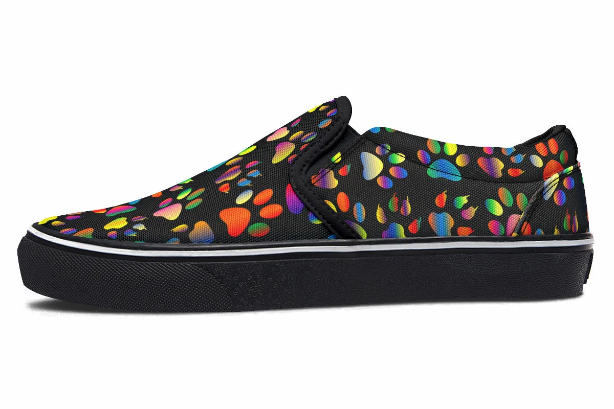 Rainbow Paw Prints Slip Ons