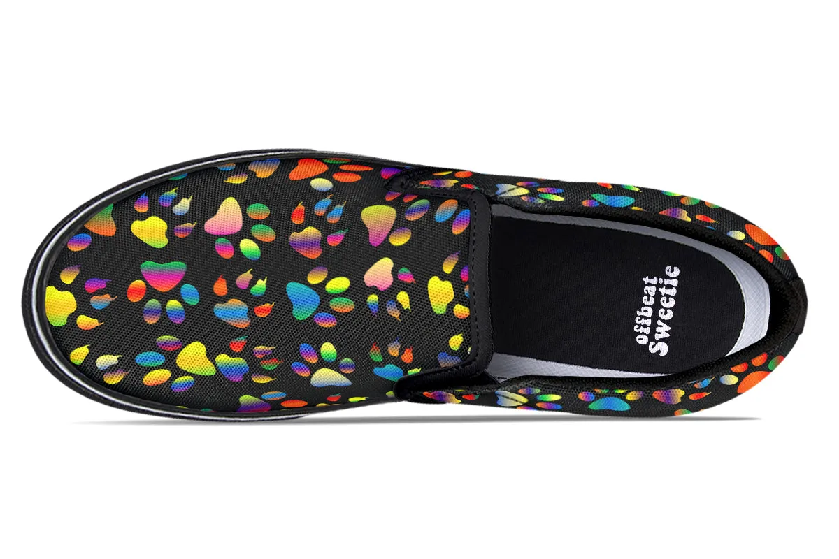 Rainbow Paw Prints Slip Ons