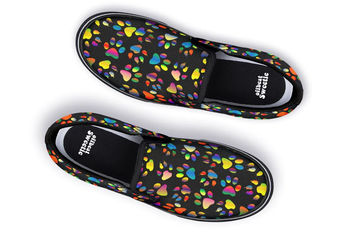 Rainbow Paw Prints Slip Ons