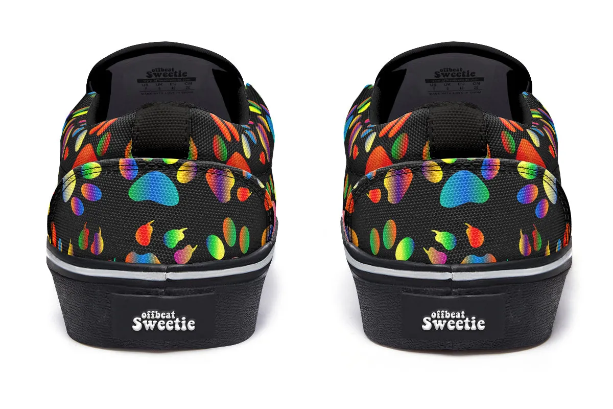 Rainbow Paw Prints Slip Ons