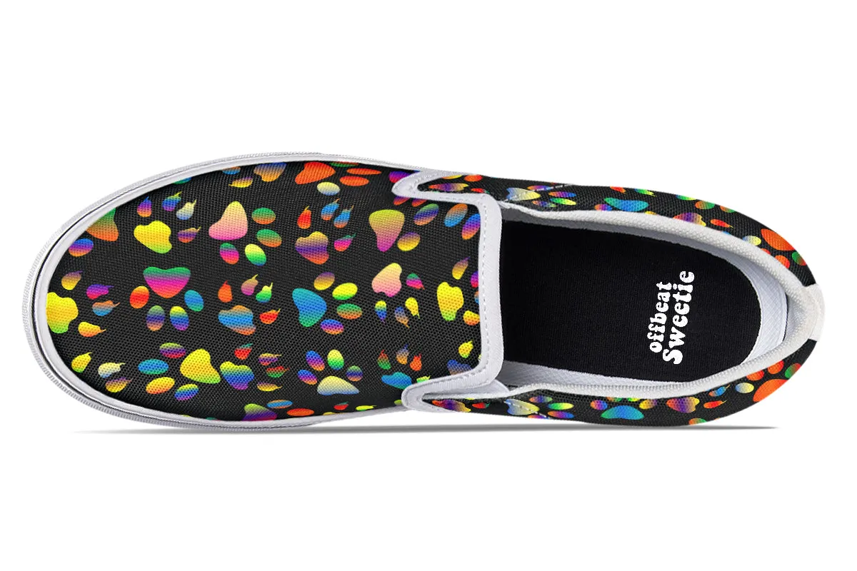 Rainbow Paw Prints Slip Ons