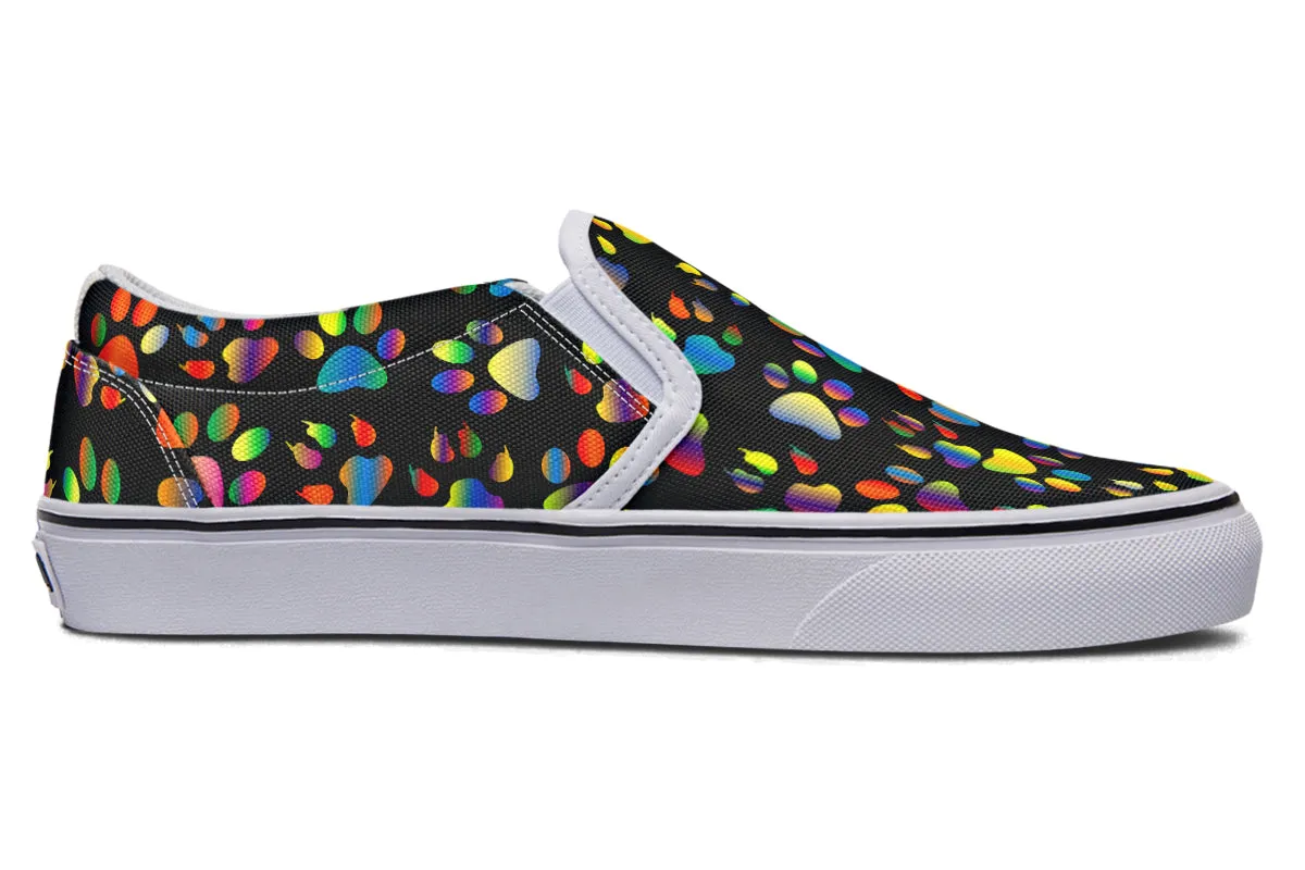 Rainbow Paw Prints Slip Ons