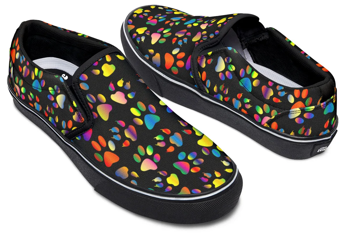 Rainbow Paw Prints Slip Ons