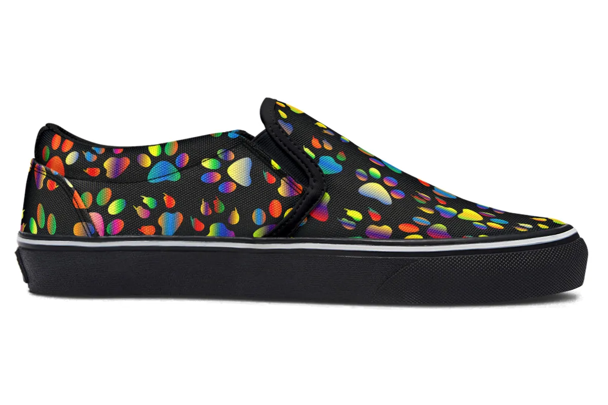 Rainbow Paw Prints Slip Ons