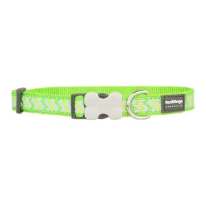 Red Dingo Dog Reflective Ziggy Collar Lime 20mm