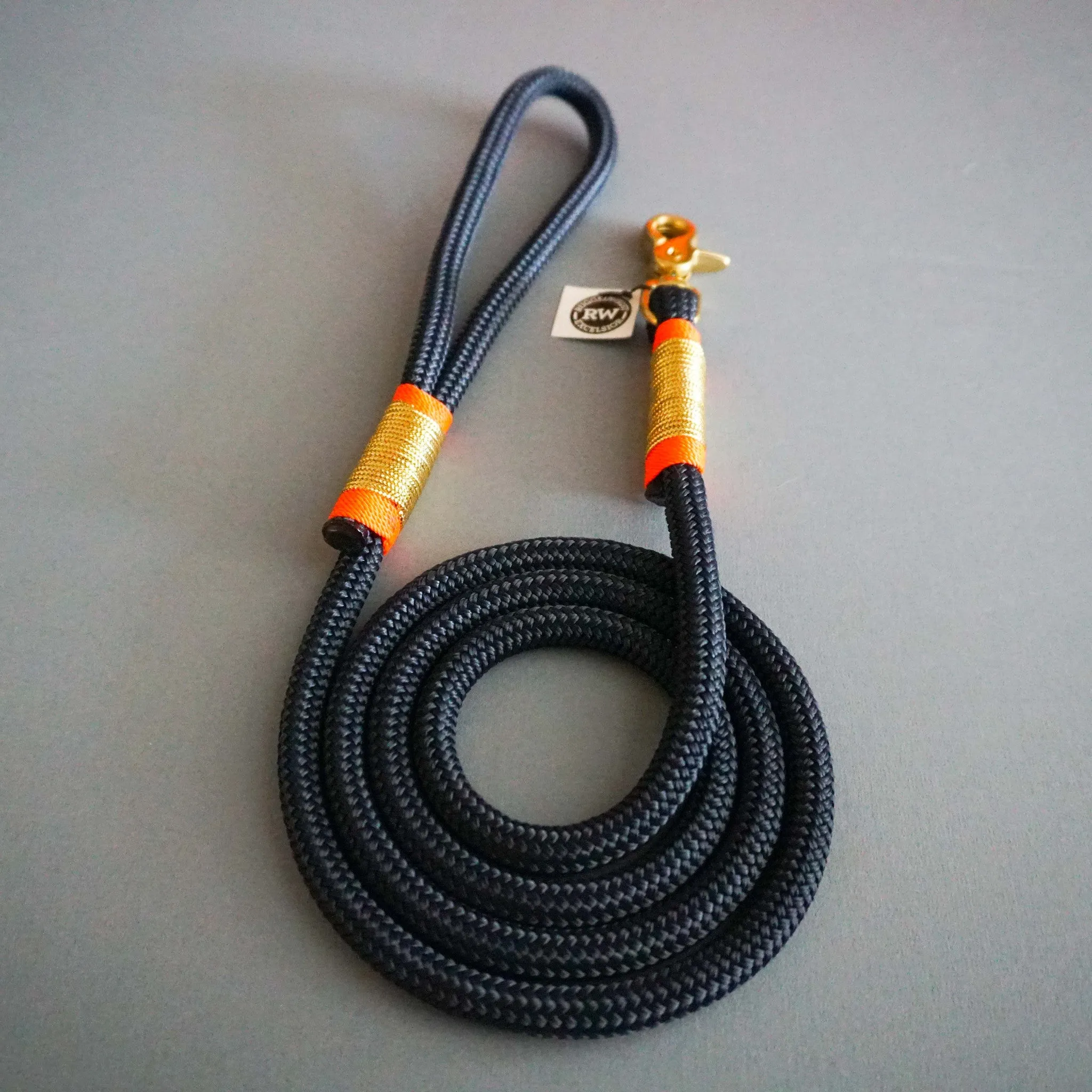 Rugged Hudson Leash: Gold with Fluorescent Citrus