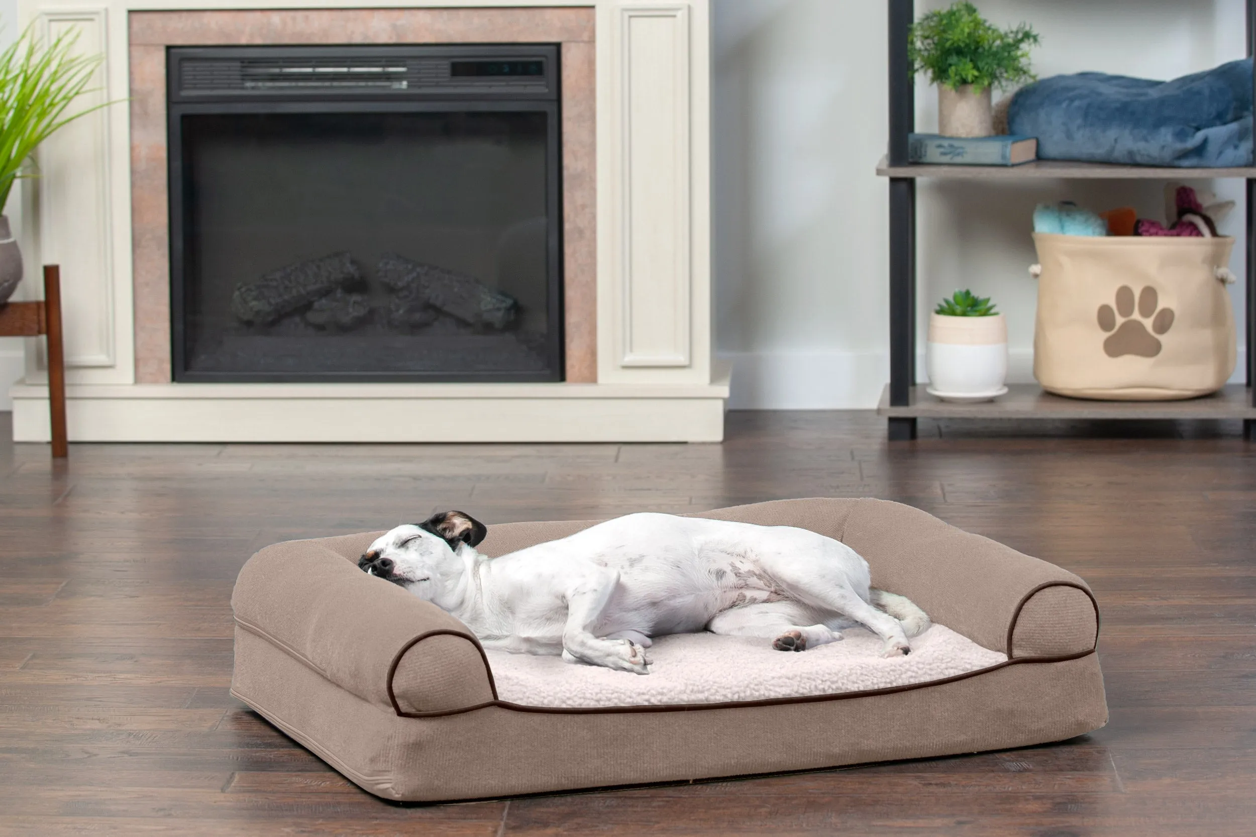 Sofa Dog Bed - Faux Fleece & Chenille