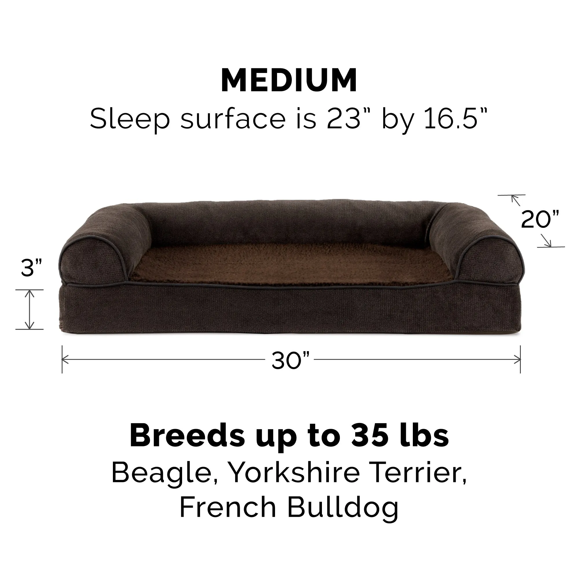 Sofa Dog Bed - Faux Fleece & Chenille