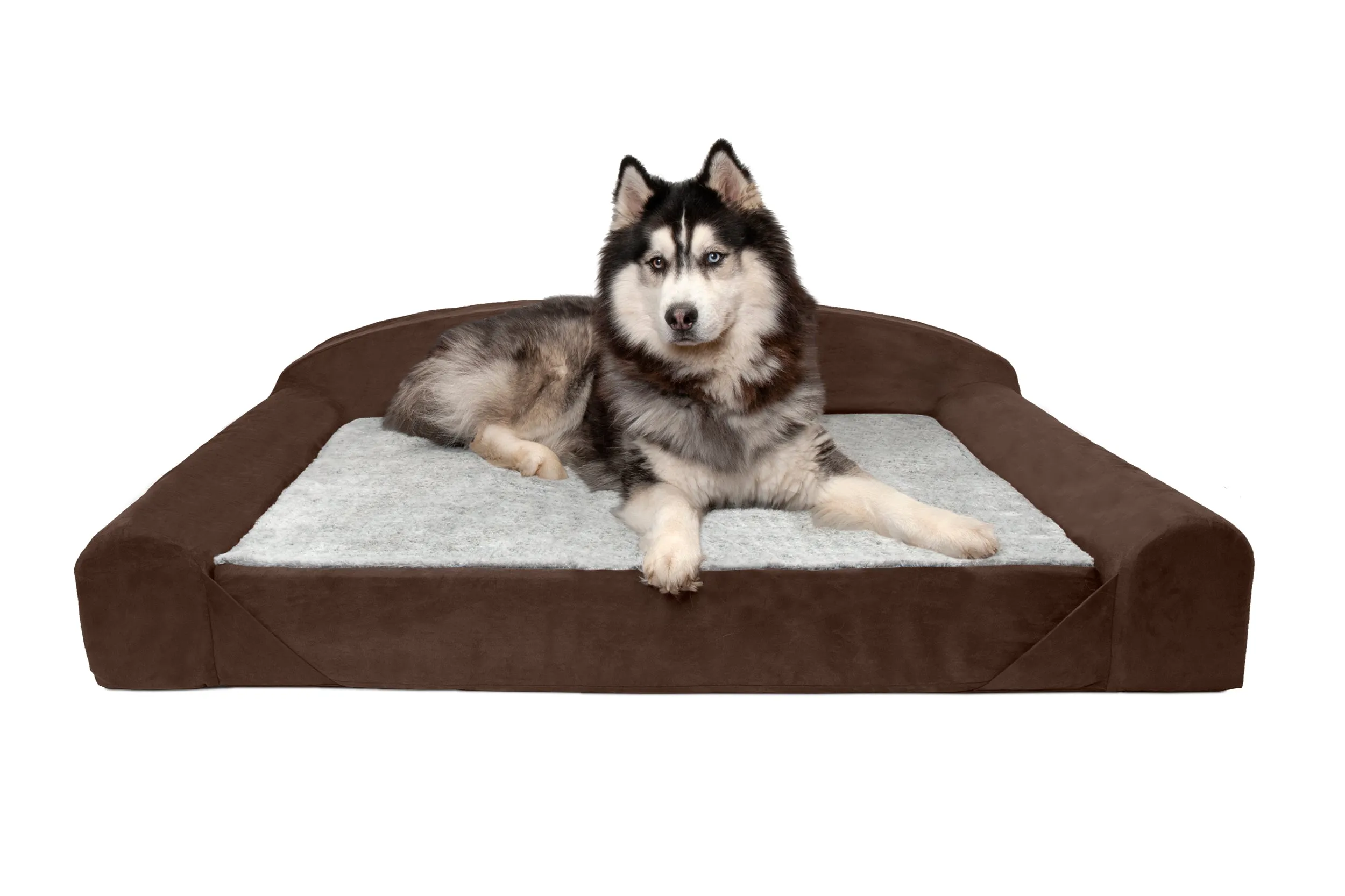 Sofa Dog Bed - Faux Fur & Backed Suede Orthopedic Luxury Edition