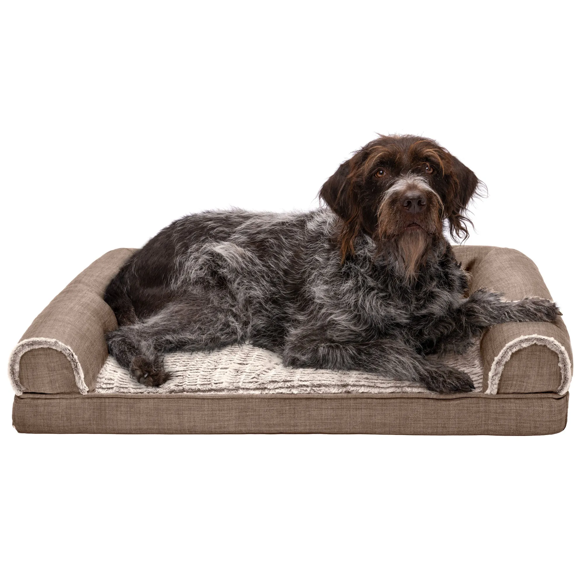 Sofa Dog Bed - Luxe Fur & Performance Linen