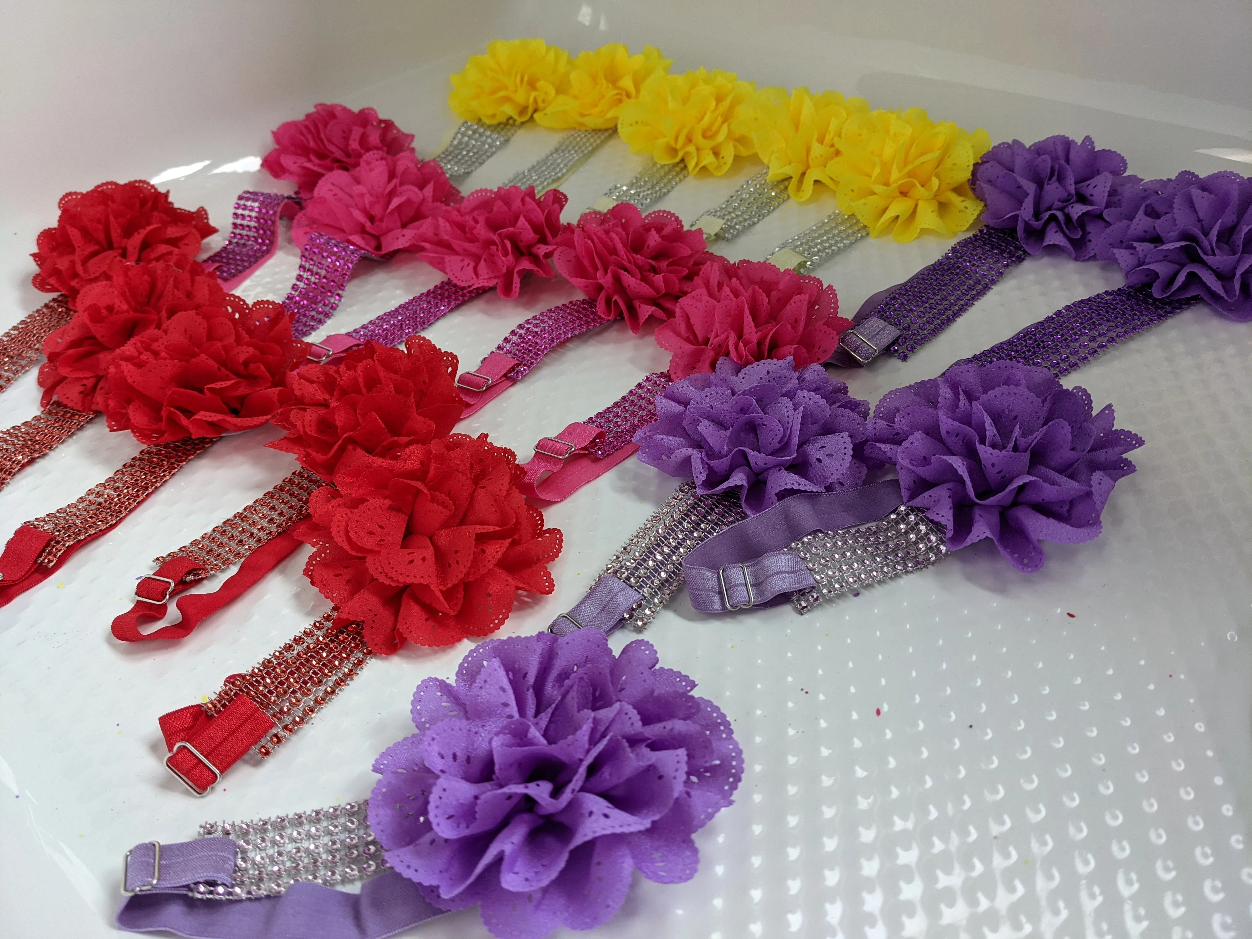 Sparkle Eyelet Ruffle Flower collars