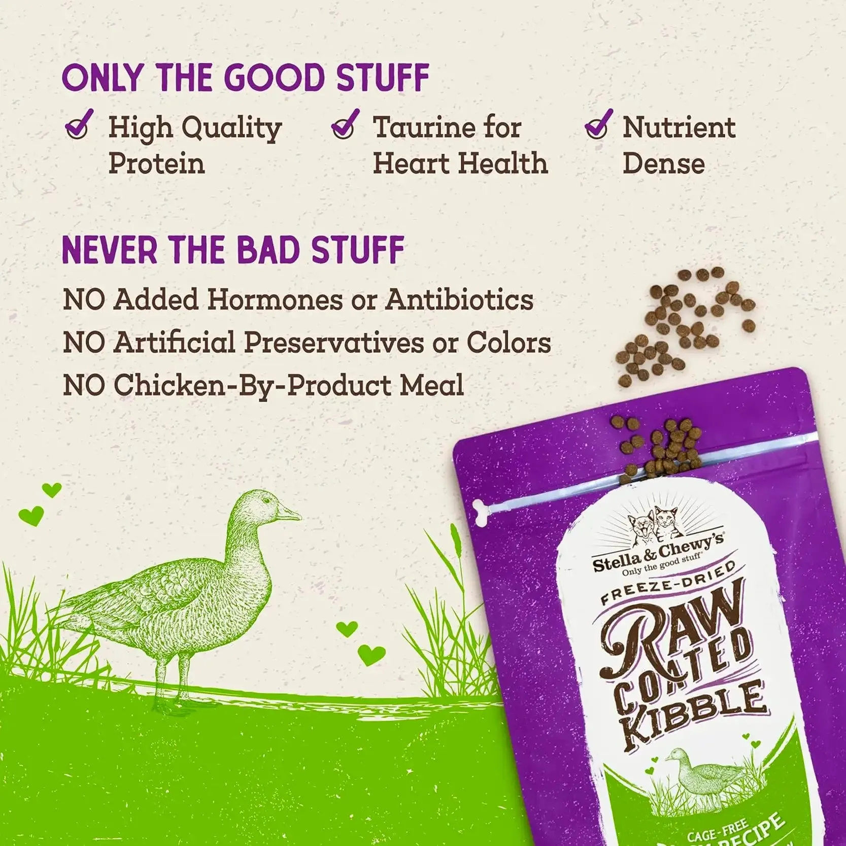 Stella & Chewy's - Freeze Dried Raw Coated Kibble for Cats (Cage-Free Duck Recipe)