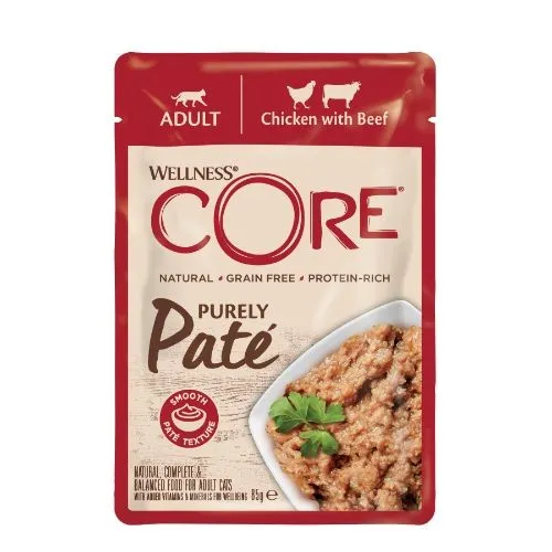 Wellness Core Purely Pate Chicken & Beef Wet Cat Food - 8 x 85g