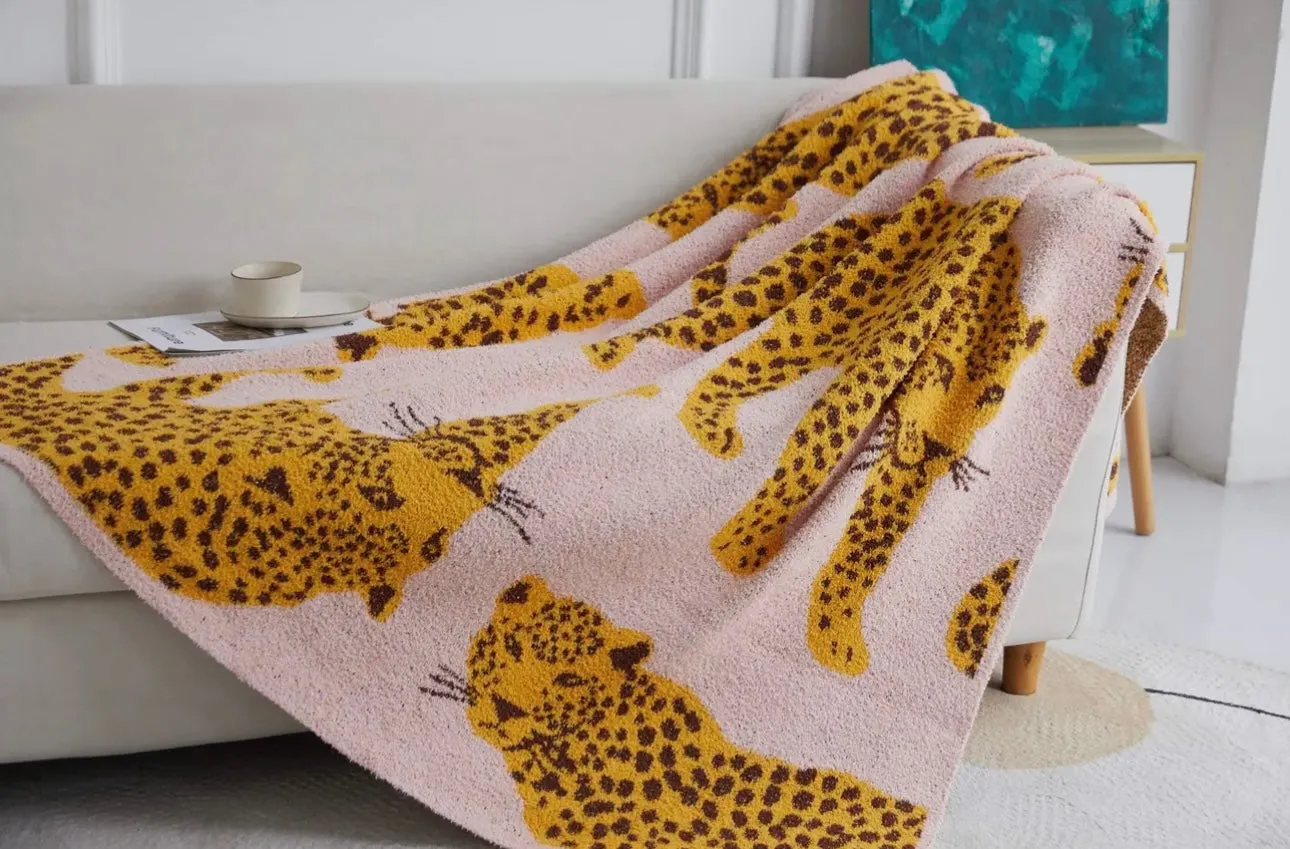 Wild Side Pink Leopard Luxury Blanket